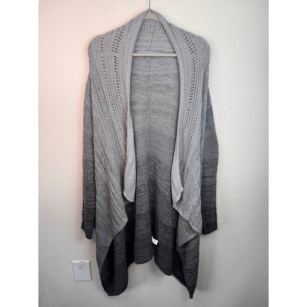 Athleta Ombre Gradient Open Front Cardigan Women's M Gray Wool Cashmere Blend